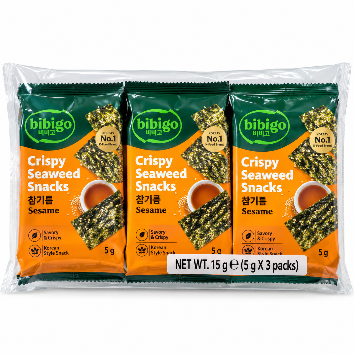 Sjögräs Snacks Crispy Sesam 3 pack 15 g(5 g) Bibigo