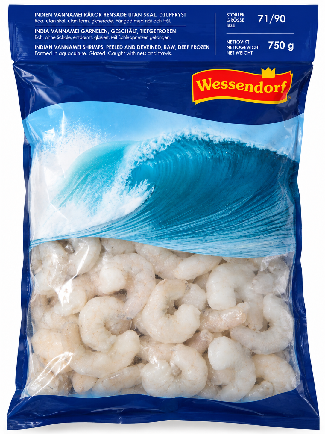 Wessendorf Räkor utan skal 71-90 Vannamei IQF Frysta 1 kg