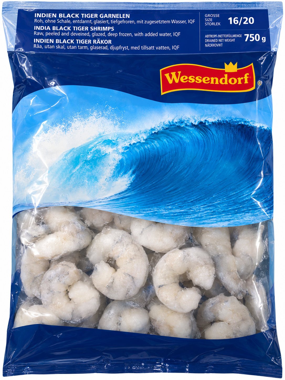 Wessendorf Räkor utan skal 16-20 Black Tiger IQF Frysta 1 kg