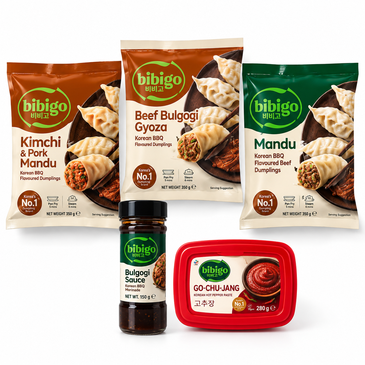 Bibigo Dumpling-paket – 3 Sorters Dumplings & Såser