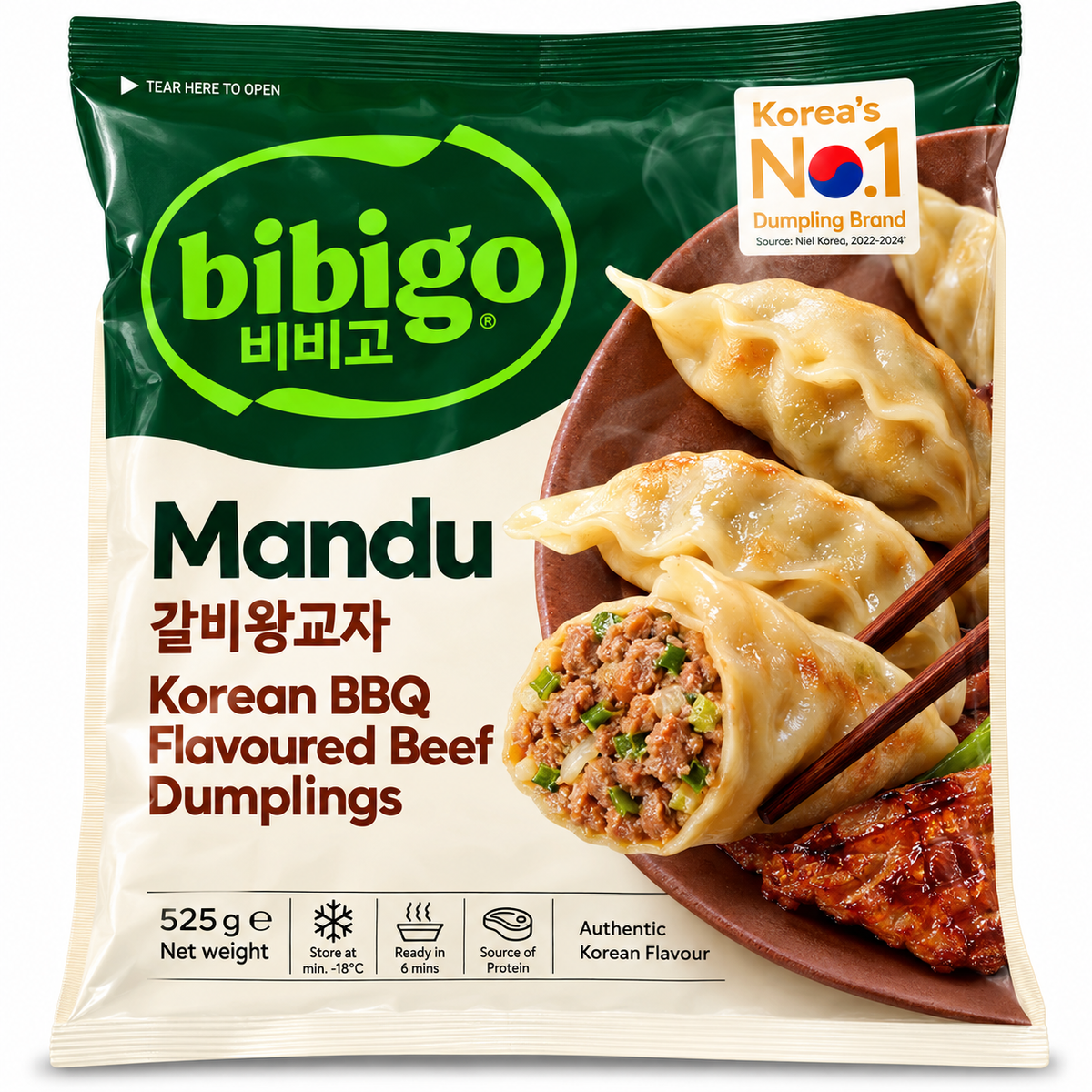 Bibigo Mandu Korean BBQ Biff – Gross Pack 10 × 525 g