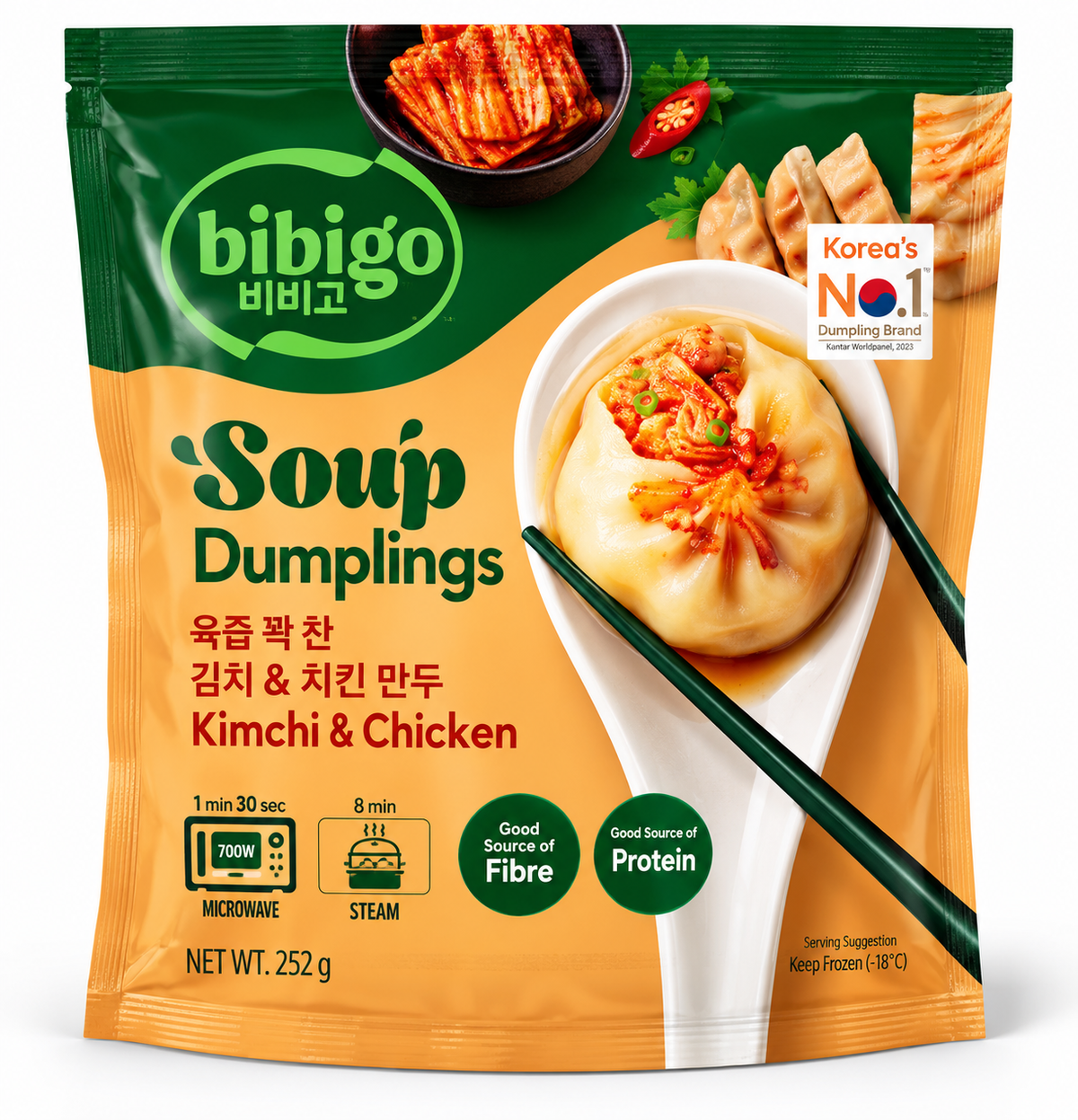 Bibigo Soup Dumplings Kimchi & Chicken 252 g