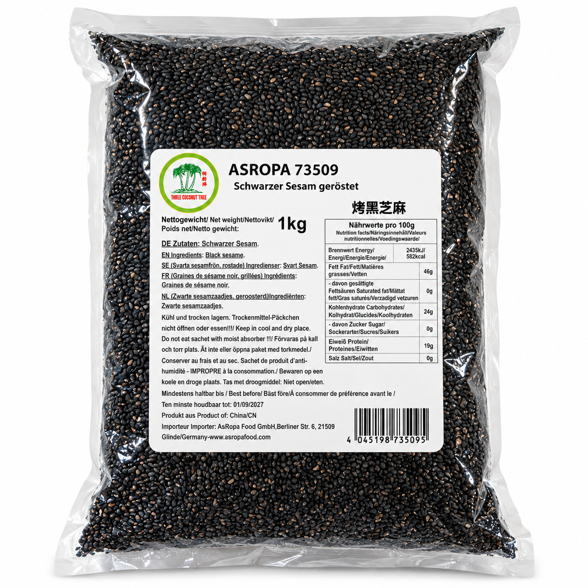 Sanfeng Sesamfrö Svarta Rostade 1 kg