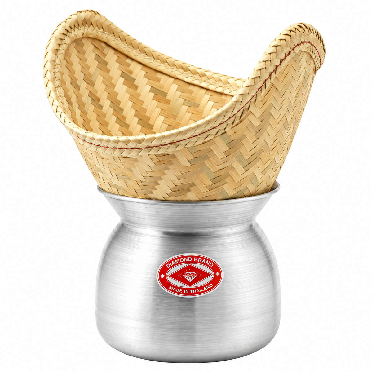 Bambuångkokare för ris (L) + Diamond Aluminium Glutinous Rice Pot 24cm