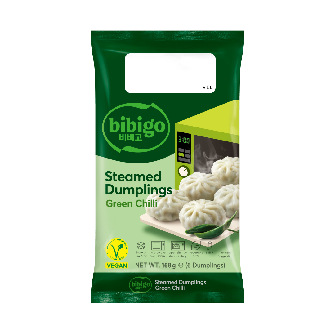 Bibigo Steamed Dumplings Microwavable Green Chili Frysta 168g