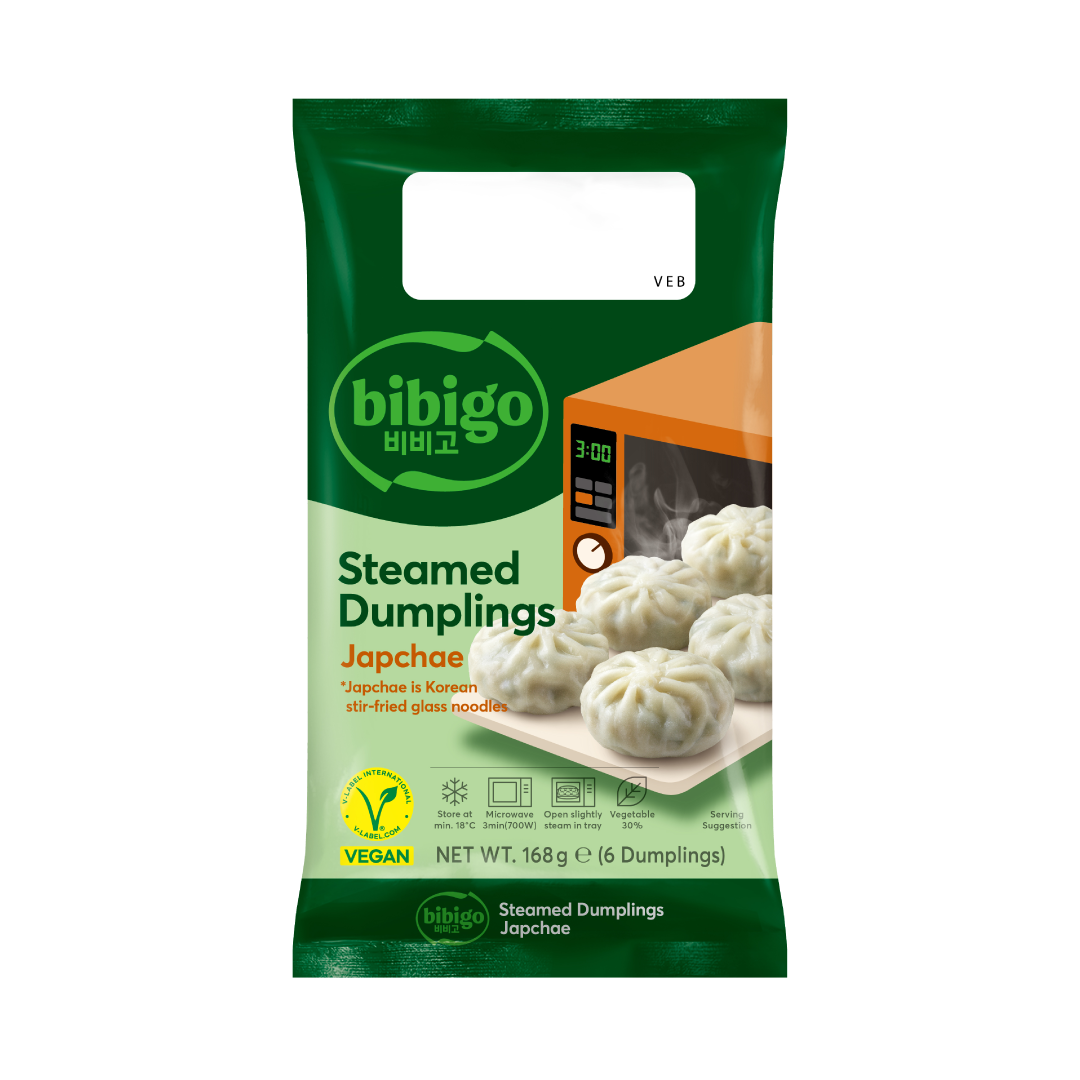 Bibigo Steamed Dumplings Microwavable Japchae Frysta 168g