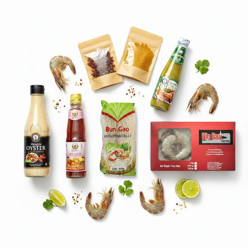 Asiatiskt Seafood-kit med Big Bay Räkor och Risvermicelli Bun Gao 1mm