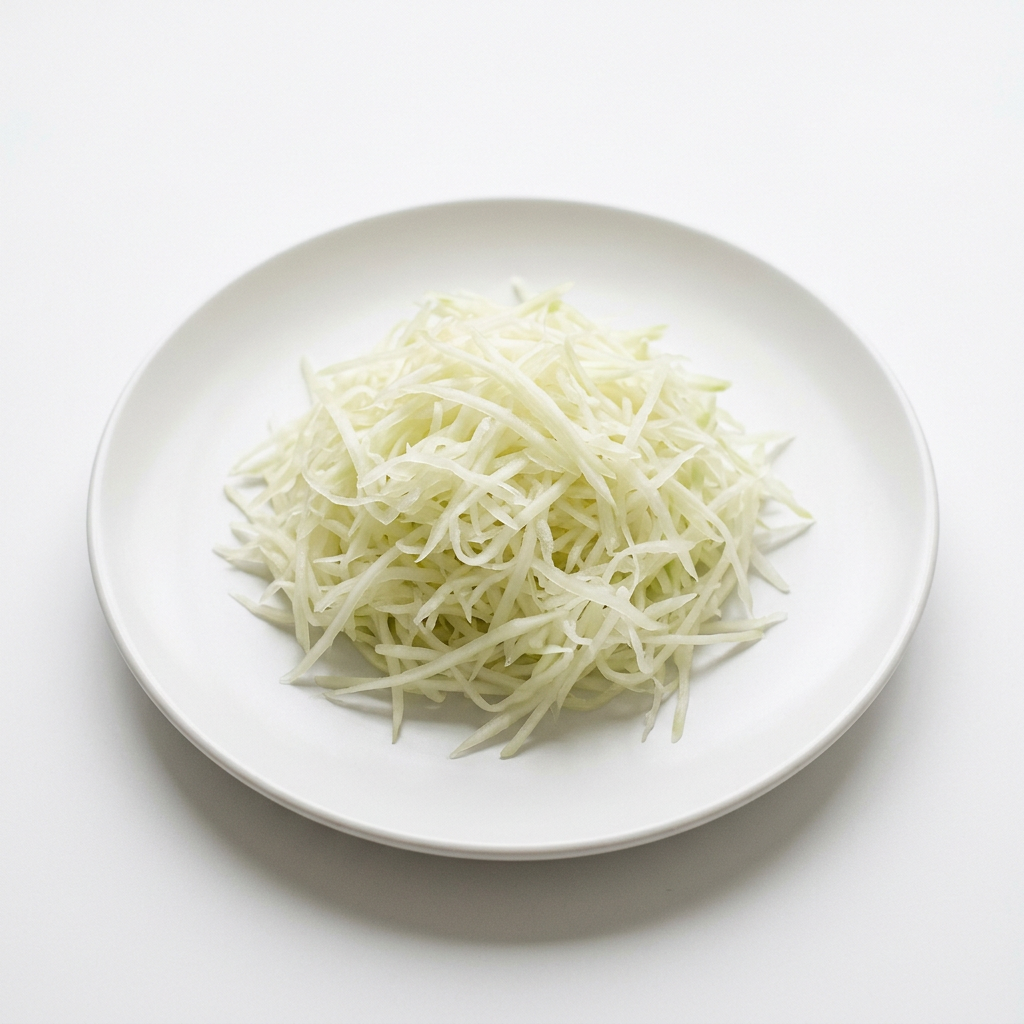 Riven papaya på vit tallrik mot vit bakgrund
