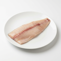 Benfri Hamachi-filé, japansk seriola, på vit tallrik