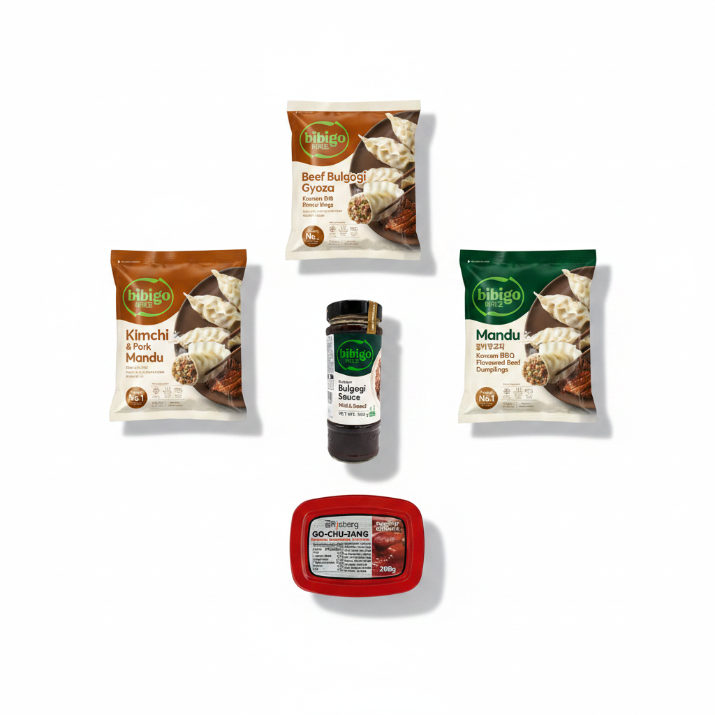 Bibigo Dumpling-paket med gyoza, mandu och såser