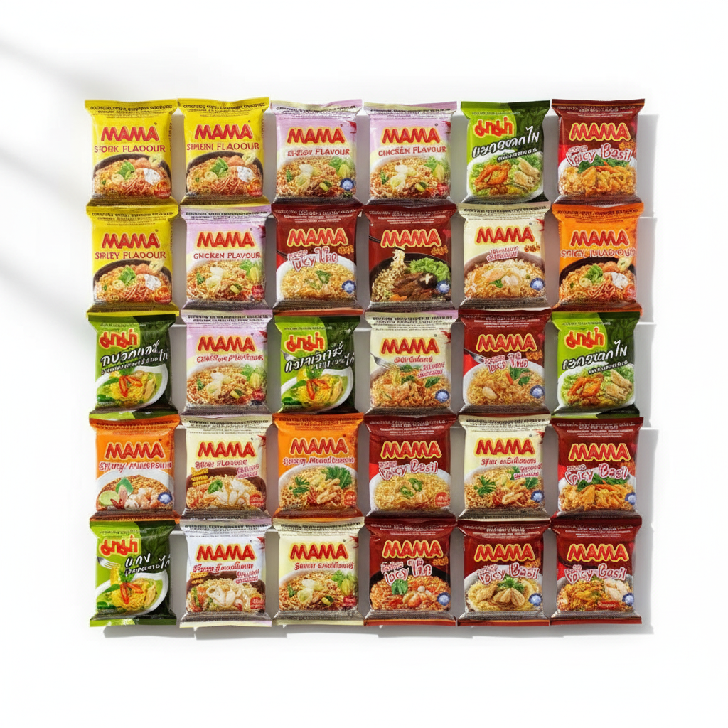 Studentpaket med 30 Mama snabbnudlar i 6 smaker