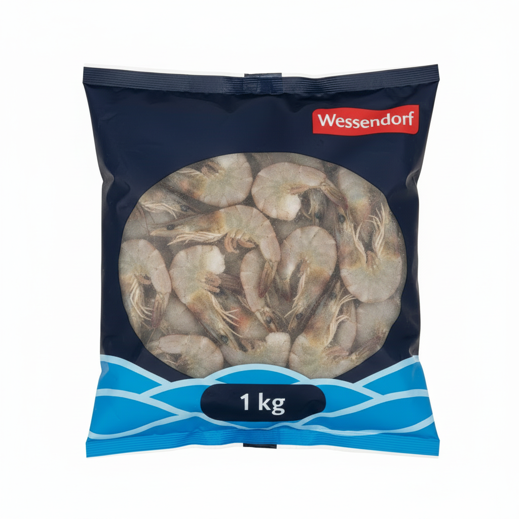 Wessendorf Räkor med skal 21-25 IQF Vannamei Frysta 1 kg