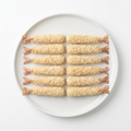 Panerade räkor Ebi Fry på vit tallrik, illustrativ produktbild.