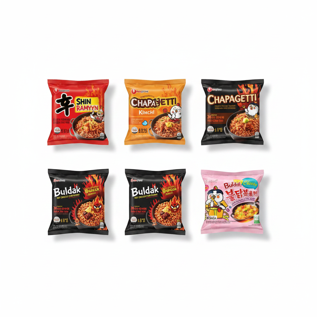 Koreanskt Nuddelpaket med Nongshim och Samyang nudlar