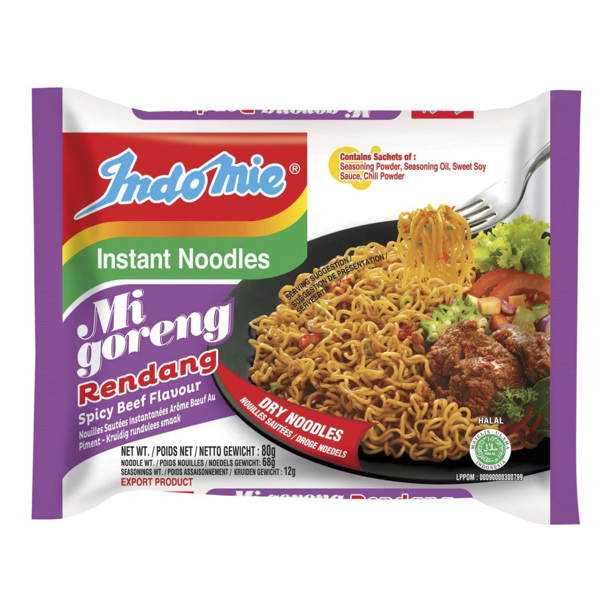 IndoMie Snabbnudlar Mi Goreng Rendang Spicy Beef 80g
